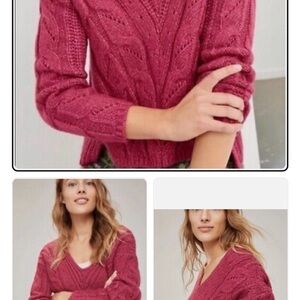 Anthropologie Knit Sweater maroon sz xs